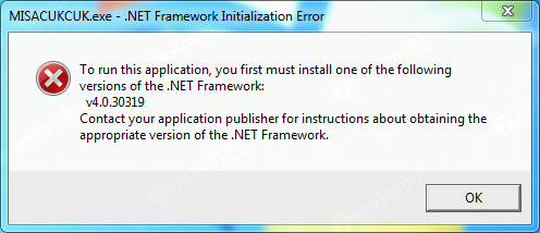 lỗi thiếu .net framework